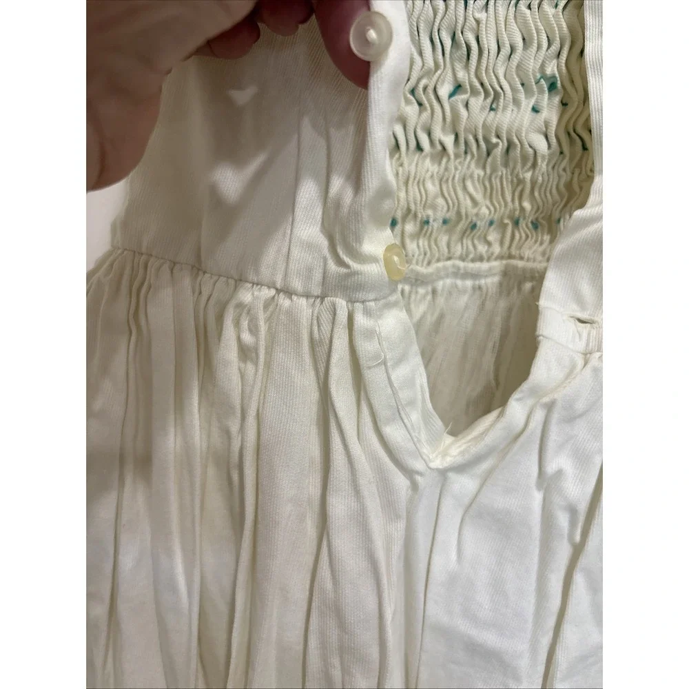 Vtg polly Finders smocked  Girls Party Dress Sz 7  Cottage Prairie + slip READ